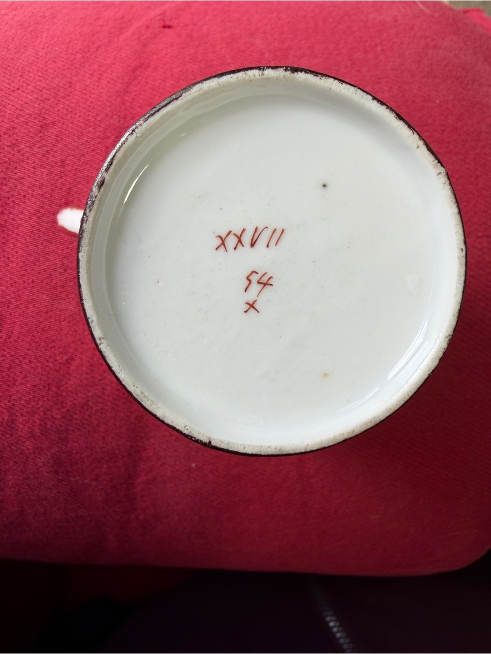 Antique Decorative Hand-Painted Demitasse Cup with Gold Trim - Picture 5 of 7